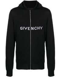 Givenchy - Intarsia Knit-logo Wool Hooded Jacket - Lyst