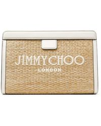 Jimmy Choo - Avenue Logo-embroidered Woven Clutch - Lyst