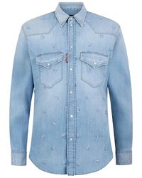 DSquared² - Super Light Wash Canadian Western Shirt - Lyst
