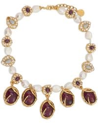 Roberto Cavalli - Halsketting Verfraaid Met Edelstenen En Parel - Lyst
