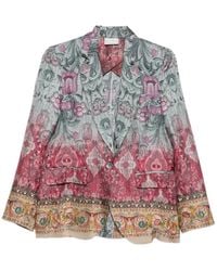 Pierre Louis Mascia - Floral-Print Silk Jacket - Lyst