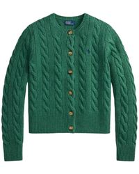 Polo Ralph Lauren - Cardigan A Trecce Con Logo Ricamato - Lyst