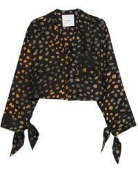 Nanushka - Cropped Blouse Met Gestrikte Manchetten - Lyst
