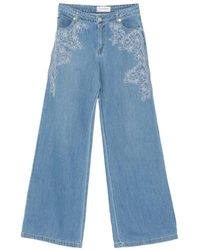 ERMANNO FIRENZE - Floral Embroidered Jeans - Lyst