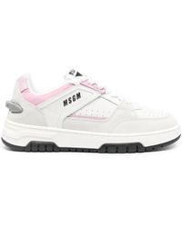 MSGM - Logo-Print Leather Sneakers - Lyst
