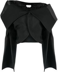 Alexander McQueen - Foldover Off-shoulder Cropped Jacket - Women's - Wool/polyamide/silk - Lyst
