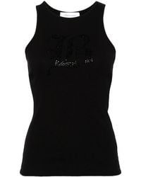 Blumarine - Logo Ribbed Cotton Tank Top - Lyst