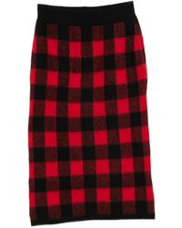 N°21 - Check-Pattern Knitted Midi Skirt - Lyst