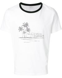 Saint Laurent Distressed-effect Printed Ringer T-shirt - White