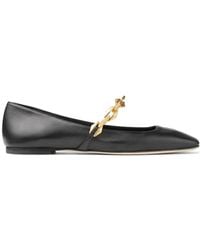 Jimmy Choo - Diamond Tilda Chain-Embellished Leather Flats - Lyst