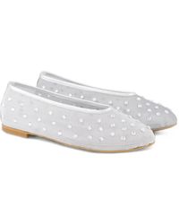 Toral Shoes - Crystal-Embellished Mesh Ballet Flats - Lyst