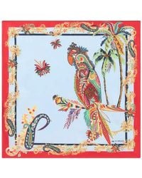 Etro - Silk Pocket Square With Parrot And Paisley Print - Lyst