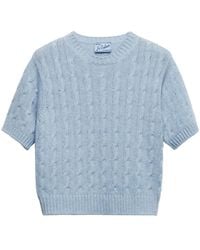 Prada - Cable-Knit Cashmere Sweater - Lyst