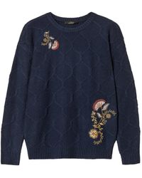 Twinset - Crew Neck Wool Jumper With Floral Embroidery - Lyst