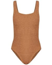 Hunza G - Square Neck Crinkle Swimsuit - Lyst