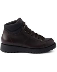 Prada - Lace-Up Leather And Re-Nylon Booties - Lyst