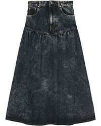 Ganni - Jeansrock mit gerafftem Detail - Lyst