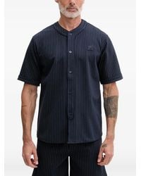 Fila - Lucca Pinstripe-Pattern Logo-Patch Shirt - Lyst