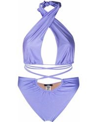 Noire Swimwear - Lattice-Strap Halterneck Swimsuit - Lyst