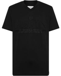 Philipp Plein - Logo-print V-neck Cotton T-shirt - Lyst