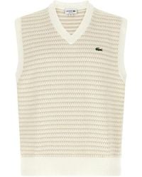 Lacoste - Top Met V-Hals En Logo-Patch - Lyst