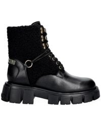 Love Moschino - Bouclé-Panel Lace-Up Boots - Lyst