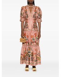 FARM Rio Mystic Scarf Puff-sleeve Maxi Dress in Green | Lyst