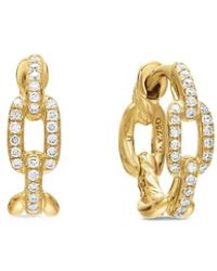 David Yurman - 18Kt Stax Diamond Chain Link Huggie Hoop Earrings (12.5Mm) - Lyst