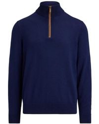Ralph Lauren - Half-Zip Wool Sweater - Lyst