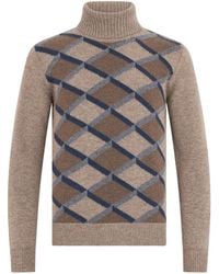 Fedeli - Diamond-Pattern Roll-Neck Sweater - Lyst