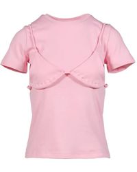 Sandy Liang - Effie Bralette-Overlay Short-Sleeve T-Shirt - Lyst