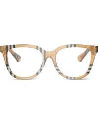 Burberry - Check-Pattern Square-Frame Glasses - Lyst