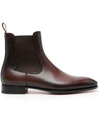 Santoni - Almond-toe Leather Chelsea Boots - Lyst