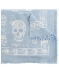 McQueen - Sciarpa Con Frange E Stampa Teschio - Lyst