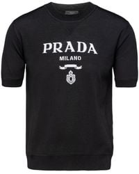 Prada - Wollen Trui Met Intarsia Logo - Lyst