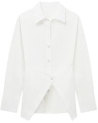 Helmut Lang - Asymmetrische Katoenen Blouse Met Knopen - Lyst