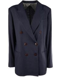 VI TO VI - Button Double-Breasted Blazer - Lyst
