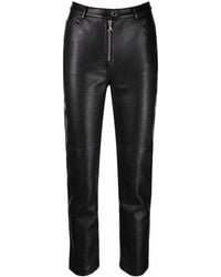 Liu Jo Faux-leather Cropped Trousers in Black | Lyst