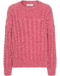Miu Miu - Cable-knit Cashmere-blend Jumper - Lyst