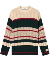 Golden Goose - Journey Knit Crewneck Reynard Raglan Sleeves Mouliné Wool Stripes Sweater - Lyst