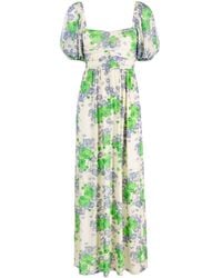 Ganni - Floral-print Short-sleeve Dress - Lyst
