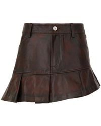 Gcds - Leather Pleated Mini Skirt - Lyst