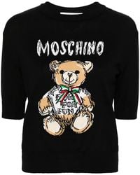 Moschino - Teddy Bear-Intarsia Cropped Jumper - Lyst