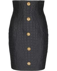 Balmain - Falda corta con efecto de piel de cocodrilo - Lyst