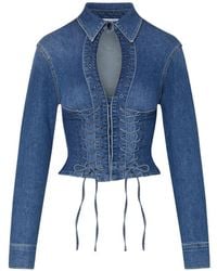 Liu Jo - Lace-Up Denim Jacket - Lyst