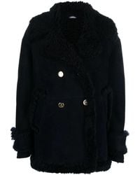 Thom Browne - Double-Breasted Shearling Peacoat - Lyst