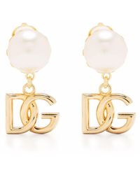 Dolce & Gabbana - Pendientes con colgante del logo DG - Lyst