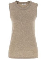 Peserico - Punto Luce Ribbed Crew Neck Top - Lyst