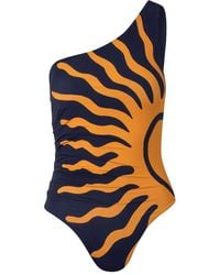 Cala De La Cruz - Porto One-Shoulder-Badeanzug Mit Print - Lyst