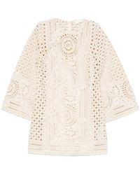 Zimmermann - Zim Indra Embroidered Mini Dress Tea - Lyst
